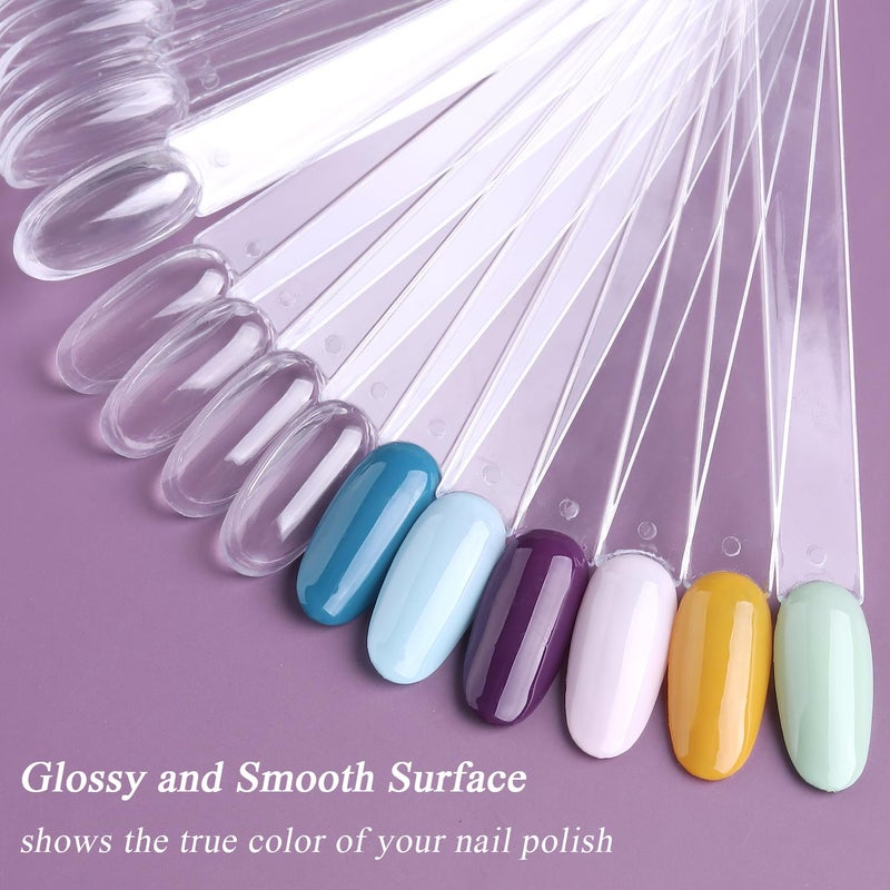 furtherpretty Clear Nail Swatch Sticks with Number Stickers, 50 Pcs Oval Nail Sample Swatches for Gel Polish Color Display Practice Nail Tips muestrario de colores para uñas Manicure Supplies - Image 3